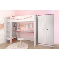 Parisot Jugendzimmer-Set "Smoozy", (Set, 2 St., Hochbett mit integr. Schreibtisch und Kleiderschrank) von Parisot