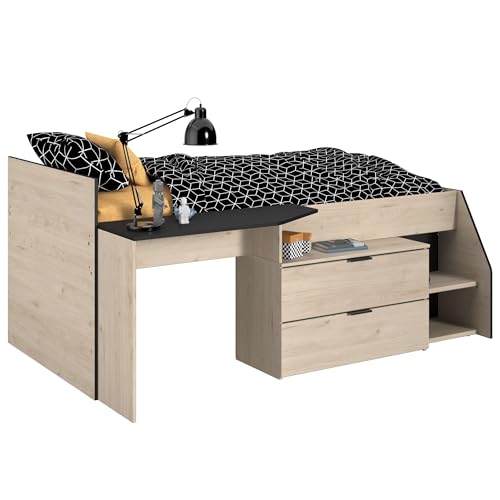 Parisot Multifunktions Hochbett Milky 2" Industrial Style/Eiche Jackson von Parisot