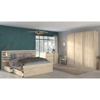 Parisot Schlafzimmer-Set, (4 tlg.), viel Stauraum, schöne Optik, Einsätze an Schrank und Kommode drehbar von Parisot