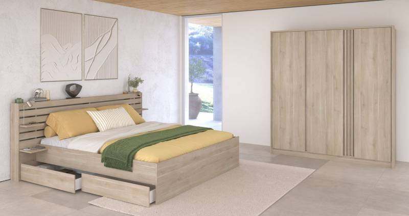 Parisot Schlafzimmer-Set Parisot Escale, (3-tlg), Einsatz im Kleiderschrank drehbar - Eiche oder Weiss, viel Stauraum von Parisot