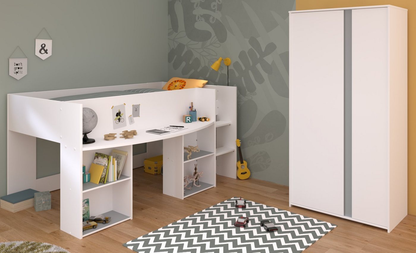 Parisot Schlafzimmer-Set Pirouette, (Set 2-teilig, mit Hochbett und Kleiderschrank), kein extra Lattenrost erforderlich von Parisot