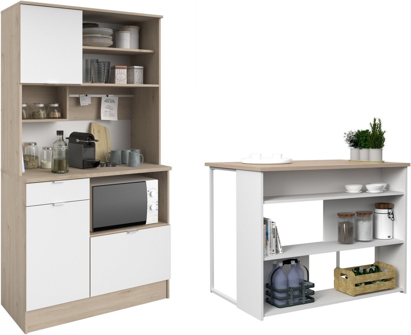 Parisot Schrank-Set Socool 1, Theke und Küchenbuffet, Made in Europe, viel Stauraum, (2-St), TOPSELLER! Theke als Tresen nutzbar von Parisot