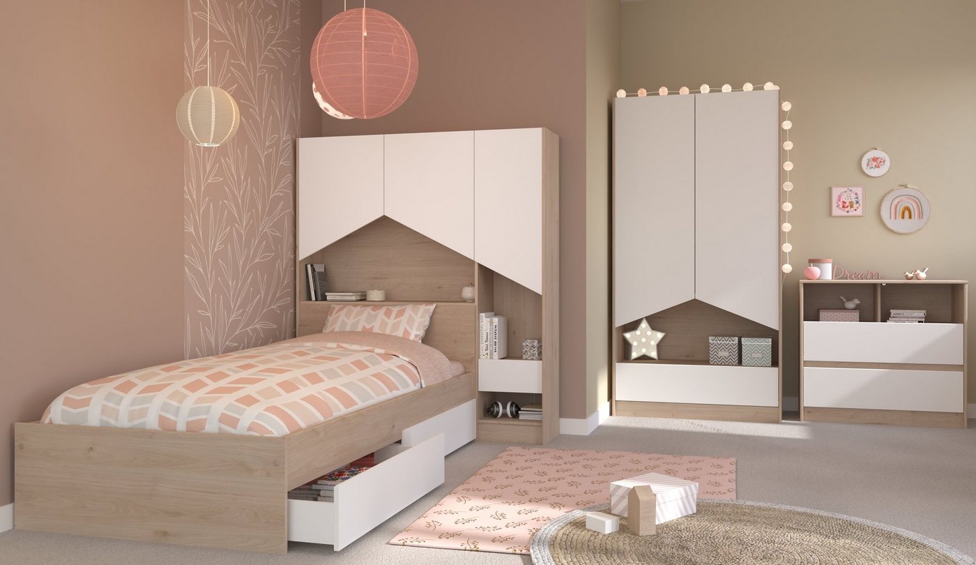 Parisot Stauraumbett Parisot Shelter2-Kinder-und Jugendzimmer in Beige Braun 5.tlg von Parisot