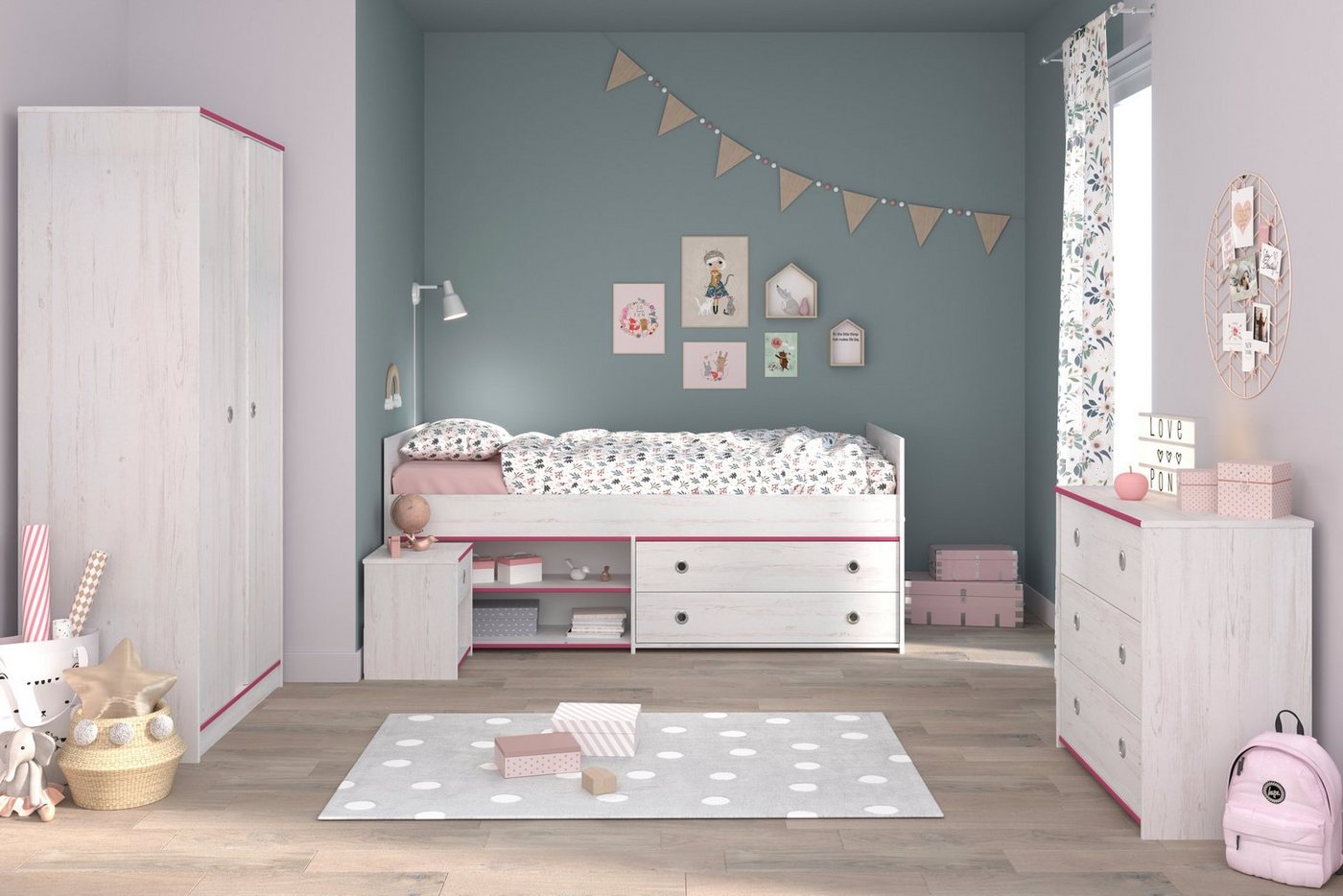 Parisot Stauraumbett Parisot Smoozy 21b-Kinder-und Jugendzimmer Stauraumbett Pink 90x200 von Parisot