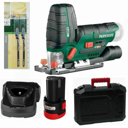 PARKSIDE 12V Akku-Stichsäge PSTKA 12 Akku 2.0 Ah Ladegerät Koffer plus 2 Extra Sägeblätter für Kurvenschnitte 9244 von Routledge