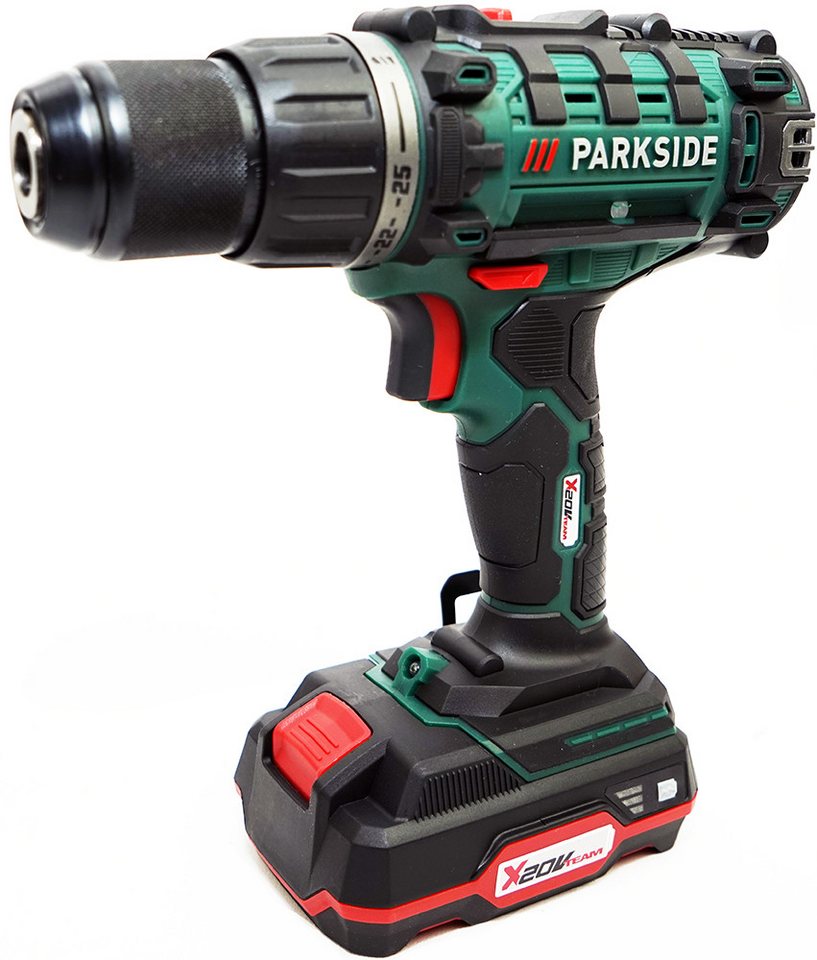 Parkside Akku-Bohrschrauber Set »PABS 20-Li G8«, mit 2 Akkus, Ladegerät, Zubehörset, 20 V, max. 1500,00 U/min, Inkl. 2 Akkus (2Ah) und Ladegerät (2,4A) von Parkside