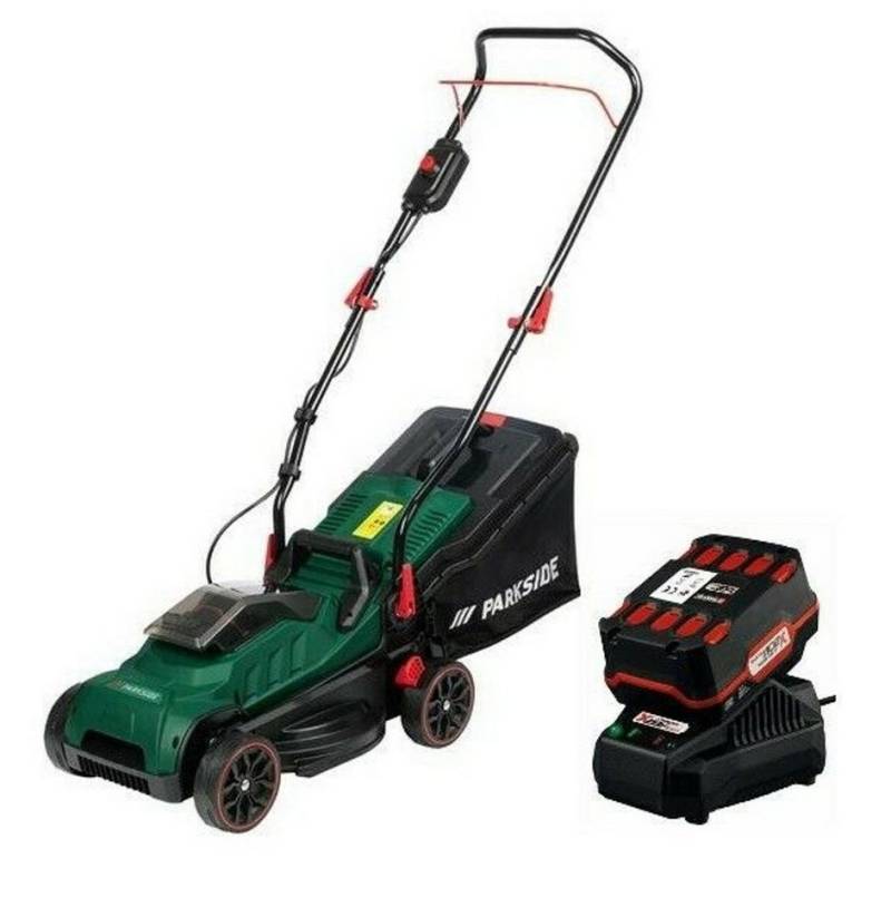 Parkside Akkurasenmäher PARKSIDE Akku Rasenmäher PRMA 20-Li, mit Akku 4.0 Ah und Ladegerät von Parkside