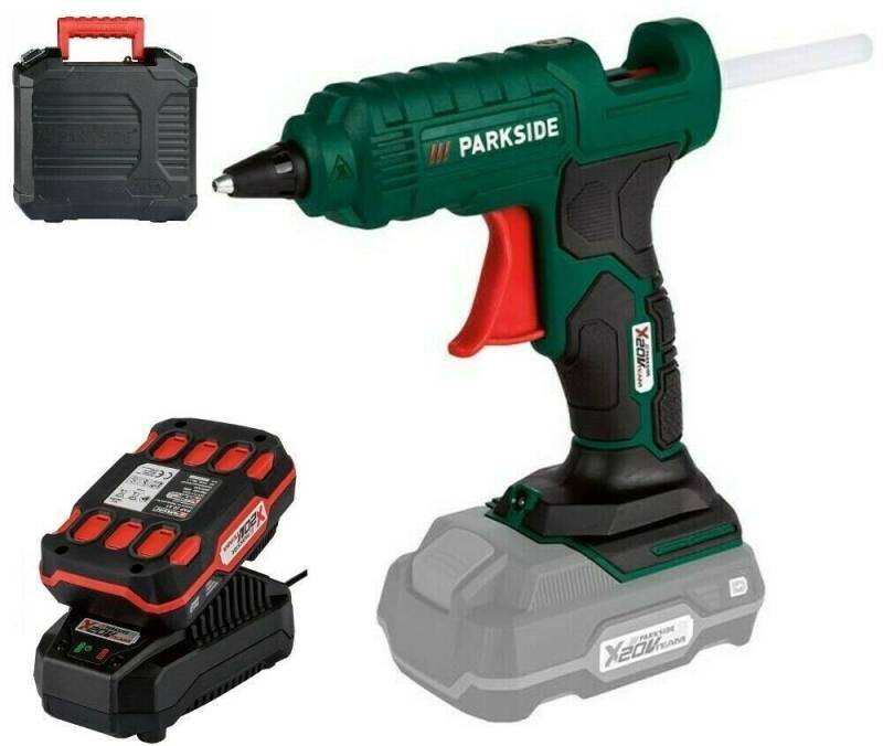 Parkside Heißklebepistole Akku-Heißklebepistole PHPA 20 Li mit Akku 2.0 Ah und Ladegerät von Parkside