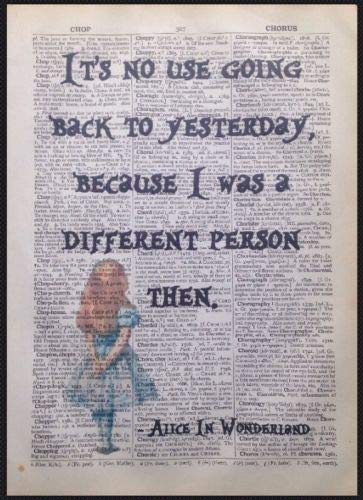 Alice In Wonderland Quote Vintage Dictionary Book Page Print Wall Art Picture by Parksmoonprints von Parksmoonprints