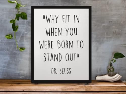 Dr Seuss Born to Stand Out Zitat Druck Witzige Wandkunst Wohnzimmer Druck Büro Wandkunst Einstiegshalle Wandkunst Motivationsdruck Inspirierendes Zitat Familie Zitat Liebe Druck von Parksmoonprints