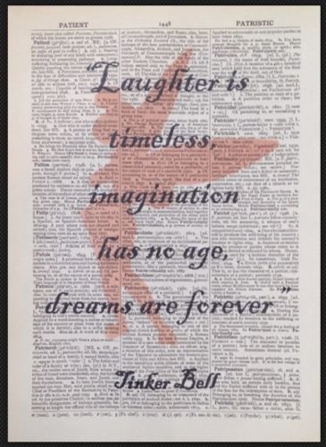 Parksmoonprints „Laughter“ Wandaufkleber, Motiv: Zitat von Tinkerbell aus „Peter Pan“, in englischer Sprache, Vintage-Stil von Parksmoonprints