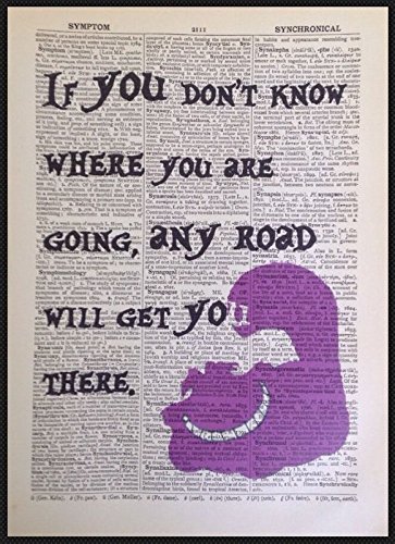 Parksmoonprints Cheshire Cat Crazy Quote Druck Wörterbuch Bild Wandkunst Alice im Wunderland von Parksmoonprints