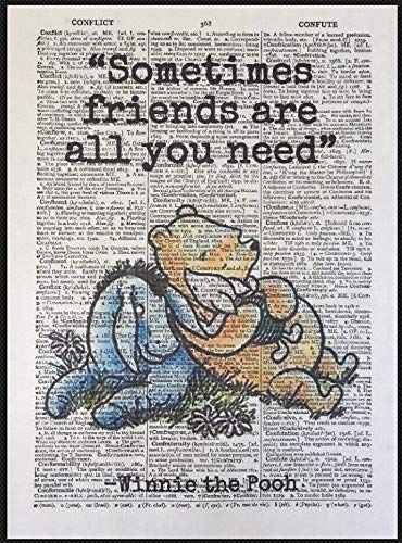 Parksmoonprints Winnie The Pooh Zitat Vintage Wörterbuch Druck Bild Wandkunst beste Freundin Geschenk von Parksmoonprints