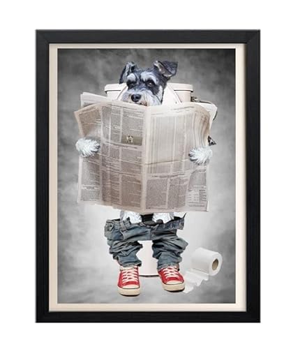 Schnauzer auf der Toilette – lustiger Badezimmer-Druck – Hund in Kleidung – Miniatur-Schnauzer-Geschenk – Hund auf Toilettenbild Ensuite Wandkunst – Poo Humor (nur A4-Druck) von Parksmoonprints