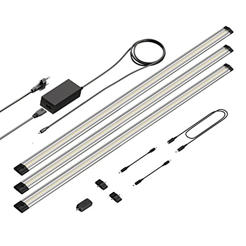 parlat LED Unterbau-Leuchte Siris, Touch-Dimmer, flach, je 90cm, je 963lm, warm-weiß, 3er Set von parlat