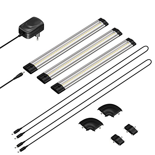 parlat LED Unterbau-Leuchte SIRIS, flach, je 30cm, 100cm Kabel, je 368lm, warm-weiß, 3er Set von parlat