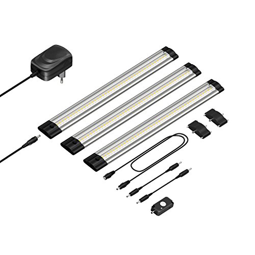 parlat LED Unterbau-Leuchte Siris, Bewegungsmelder, flach, 30cm, je 368lm, warm-weiß, 3er Set von parlat