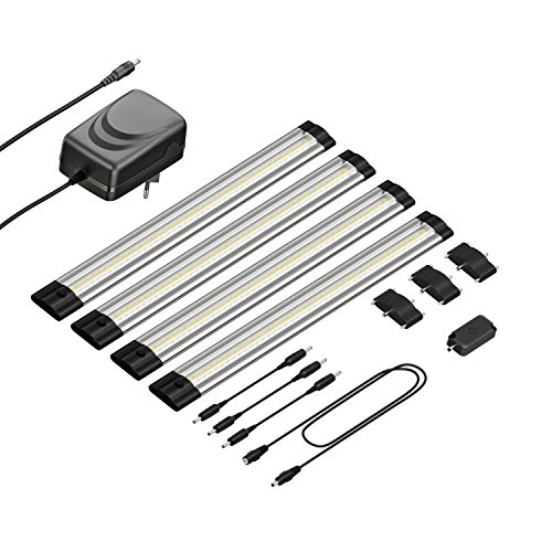 parlat LED Unterbau-Leuchte Siris, Touch-Dimmer, flach, 30cm, je 370lm, weiß, 4er Set von parlat