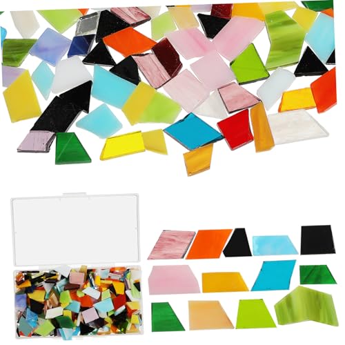 Parliky 1 Schachtel Mosaikfliesen Glas DIY Bastelset Kleine Glasstücke Verschiedene Formen Kreative Heimdekoration Vielseitige Farbauswahl für Kunsthandwerk und Mosaikprojekte von Parliky