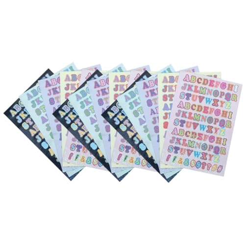 Parliky 15 Blatt Alphabet Sticker Selbstklebend Bunte Buchstaben Aufkleber für DIY Scrapbooking Tagebuch Dekoration Kreative Vinyl Decals für Briefkasten Namensschild Geburtstagsfeiern von Parliky