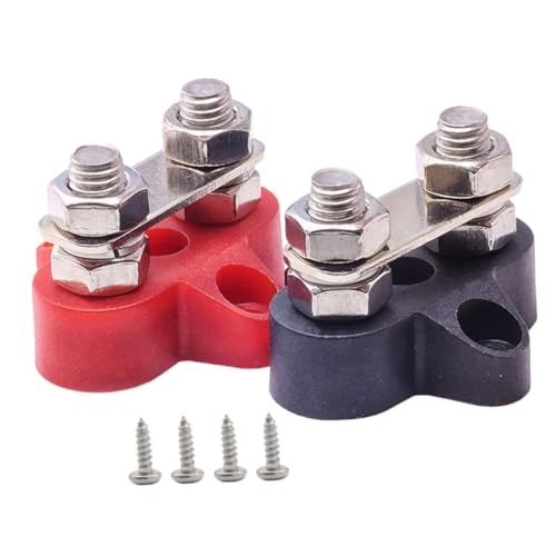 Parliky 2 Stück Dual Batterieklemmenblock mit Unterlegscheiben Hochleistungs Stromverteiler für Auto Boot Stabiles Terminal für Zuverlässige Verbindung bei Bootsmodifikationen von Parliky