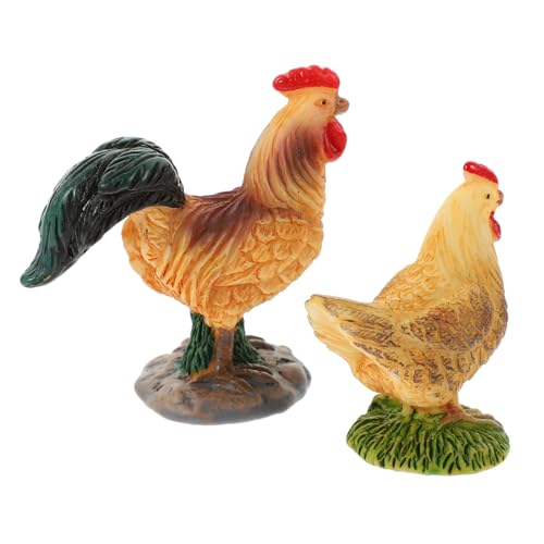 Parliky 2 Stück Hühner Gartenfigur aus Wetterfestem Resin Realistische Hühner Statue für Outdoor Gartendeko Miniatur Geflügel Modell zur Dekoration von Grünfläche und Terrasse von Parliky