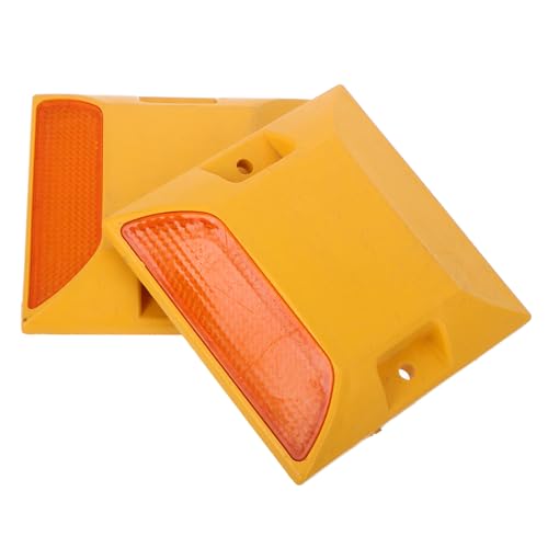 Parliky 2 Stück Reflektierende Straßenmarkierer aus Robustem Kunststoff Erhöhte Einseitige Gelbe Warnmarkierung für Einfahrten und Gehwege Wetterbeständig Verbesserte Nachtsicht zur von Parliky