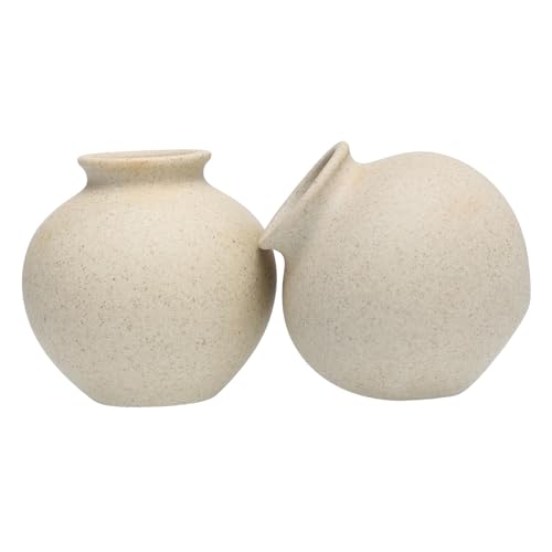 Parliky 2 Stück Teiliges Retro Keramikvase Stilvolle Grobkeramische Mini-vasen für Trockenblumen Dekorative Vintage Blumengefäße Künstlerisches Wohnaccessoire für Stilvolle Raumgestaltung von Parliky
