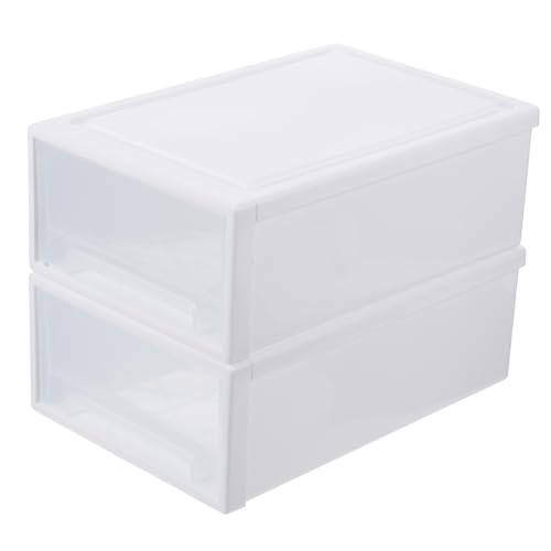 Parliky 2 Stück Transparente aus Robustem Kunststoff Stapelbar für Kleiderschrank und Kleidung Praktische Leicht zu Reinigende Aufbewahrungsbox von Parliky