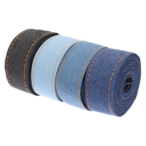Parliky 4 Rollen Denim Stoffband Je Farbe Strapazierfähiges Jeansband für DIY Kleidung Nähen Handgefertigte Schleifen Geschenkverpackung Dekoratives Bastelband Vielseitiges Material Parliky 4 Rollen Denim Stoffband Je Farbe Strapazierfähiges Jeansband für DIY Kleidung Nähen Handgefertigte Schleifen Geschenkverpackung Dekoratives Bastelband Vielseitiges Material von Parliky