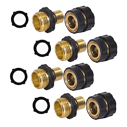 Parliky 4 Sätze Teiliges Gartenschlauch Schnellverbinder Set Messing Kupplung Adapter Kompatibel mit Bewässerungsgeräten Sprinklern und Wasserschläuchen Einfache Installation Dicht und von Parliky