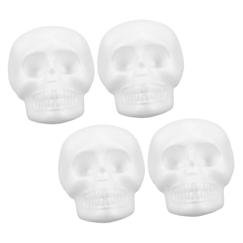 Parliky 4 Stück DIY Schaumstoff Schädelköpfe zum Bemalen Basteln Halloween Party Dekoration Garten Schädel Kopf Ornamente für Kreative Kunstprojekte von Parliky