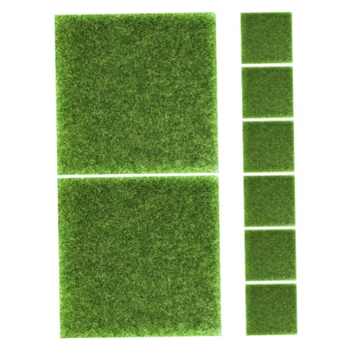 Parliky 8 Stück Teiliges Miniatur Grasmatten Künstliches Moos für Landschaften DIY Basteln Wohnkultur Vielseitige Pflegeleichte Imitation Moosmatte für Garten Balkon Büro Dekoration von Parliky