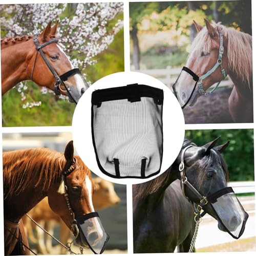 Parliky Atmungsaktive Pferdemaske aus Netzgewebe Mittlere Insektenschutz für Nase und Kopf Leichtes Pferdezubehör für Sommer Komfortabler Schutz Beim Reiten und Training von Parliky