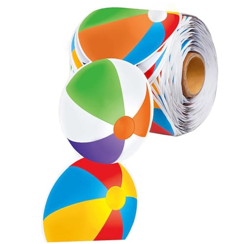 Parliky Bunte Strandball Pinnwandbordüre Vielseitige Beach Party Dekoration Langlebige Selbstklebende Classroom Border Paper Sticker für Sommer und Themenpartys von Parliky
