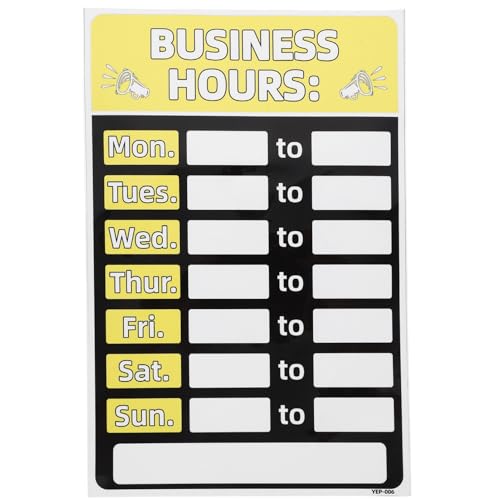 Parliky Geschäftszeiten Schild zum Aufkleben Beschreibbar UV beständig Fett Schmutzabweisend Selbstklebend für Büro Bank Laden Restaurant Einfache Anwendung Glatten Oberflächen von Parliky