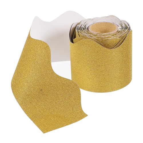 Parliky Goldener Glitzernder Wasserfester Bulletin Board Dekoratives Bastelpapier für Klassenzimmer DIY Schneidebar Einfache Anbringung Kreative Pinnwandbordüre von Parliky