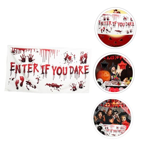 Parliky Gruseliges Halloween Deko Tischdecke Banner aus Blutiges Motiv Vielseitig als Partytischdecke und Wanddeko für Innen und Außen Festtagslayout Arrangement Versorgung von Parliky