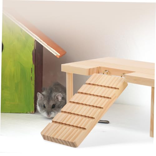 Parliky Hamster Holzplattform mit Leiter Kleintier Spielplatz aus Massivem Holz für Hamster Igel Goldhamster Kaninchen Gehege Zubehör Natürliche Kletterrampe für Kleine Haustiere von Parliky