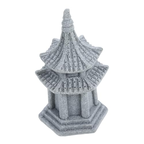 Parliky Mini Stein Sechseckiger Pavillon Gartenornament Langlebige Dekoration für Bonsai Gartenteich Innen und Außenbereich Kreative Asiatische Landschaftsfigur für Orientalische von Parliky