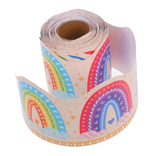 Parliky Regenbogen Pinnwand Bordüre Flexible Reißfeste Bulletin Board Dekoration mit Herz und Punktmuster Vielseitig für Klassenzimmer Schule Kindergarten Einfach Zuschneidbar Langlebig von Parliky