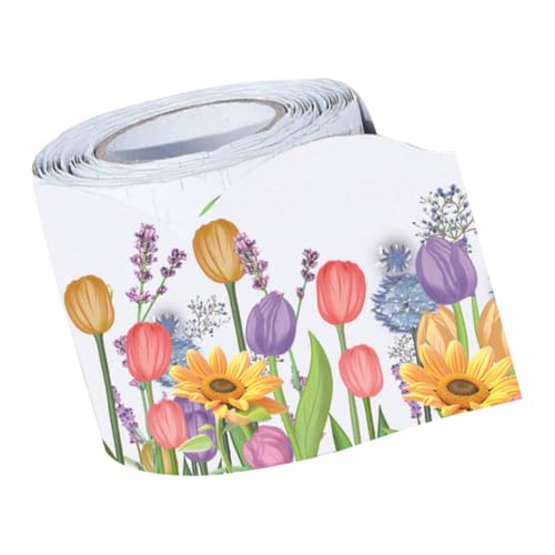 Parliky Selbstklebender Bulletin Board Border Trim Tulpenmuster Abnehmbarer Dekorativer Randstreifen für Klassenzimmer Büro Fenster und Tafeln Lange Einfache Anbringung Wiederverwendbar von Parliky