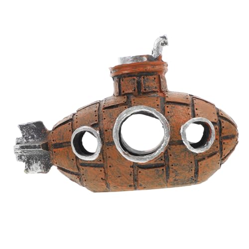 Parliky U-Boot Aquarium Dekoration Fischständer 10 Gallonen Fischtank Harz Ornament versinkten Aquarium Dekorationen Aquarium versenkt Große Harz U-Boot Ornament Gelb Rig Cartoon von Parliky