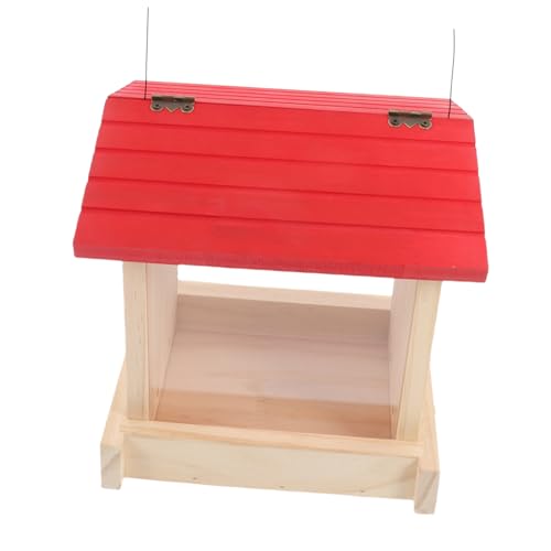 Parliky Wetterfester Holz Vogel Futterspender mit Mehreren Sitzstangen für Garten Balkon Naturbelassenes Vogelfutterhaus zum Aufhängen Schützt Vogelfutter vor Regen Dekorativ und Parliky Wetterfester Holz Vogel Futterspender mit Mehreren Sitzstangen für Garten Balkon Naturbelassenes Vogelfutterhaus zum Aufhängen Schützt Vogelfutter vor Regen Dekorativ und von Parliky