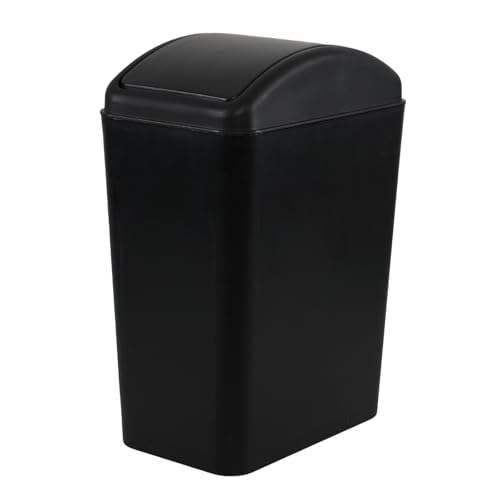 Parlynies Kunststoff-Mülleimer mit Schwingdeckel, schmaler Mülleimer mit Deckel, für Küche, Büro, Schlafzimmer, 1 Packung (schwarz) von Parlynies