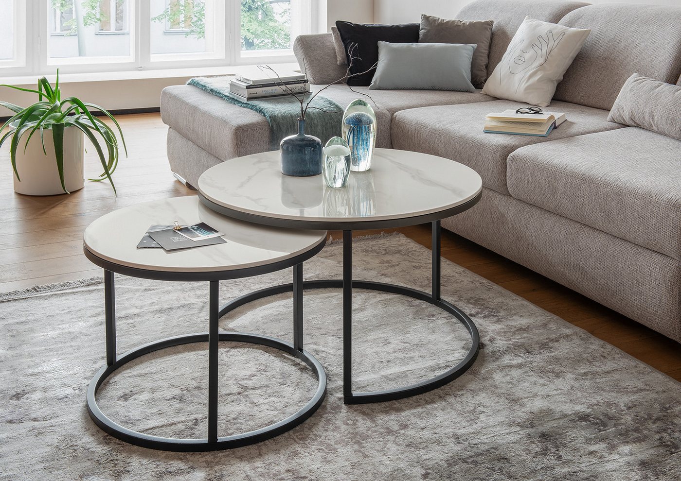 Paroli Couchtisch (Set, 2-St), Keramikoberfläche glänzend, Satztisch von Paroli