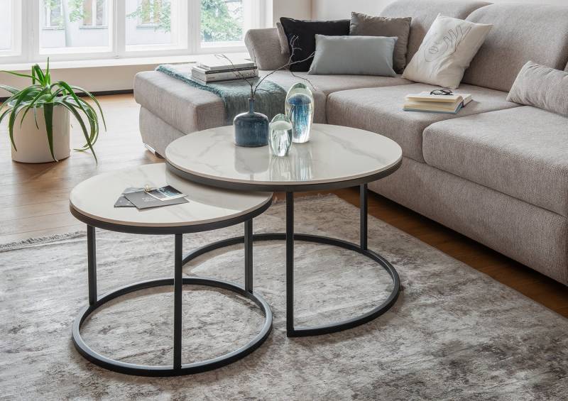 Paroli Couchtisch (Set, 2-St), Keramikoberfläche glänzend, Satztisch von Paroli