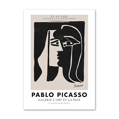 Parom Mesgt Picasso Minimalistische Poster und Drucke Abstrakte Wandkunst Kuss Picasso Leinwand Gemälde Ausstellungsbilder für Wohnzimmer Dekor 50x70cmx1 Kein Rahmen von Parom Mesgt