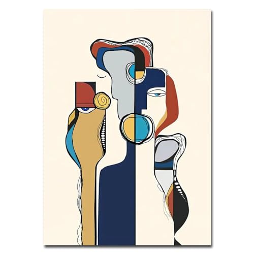 Parom Mesgt Picasso Nordic Poster und Drucke Abstrakte Wandkunst Geometrische Frau Picasso Leinwand Gemälde Ästhetische Bilder für Wohnkultur 50x70cmx1 Kein Rahmen von Parom Mesgt