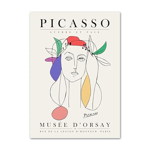 Parom Mesgt Picasso Nordic Poster und Drucke Abstrakte Wandkunst Linie Mädchen Picasso Leinwand Gemälde Ausstellungsbilder für Wohnzimmer Dekor 50x70cmx1 Kein Rahmen von Parom Mesgt